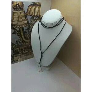 Sugarfix By Baublebar Black Sueded Fabric Metal Gold Tips Bolo Tie Necklace